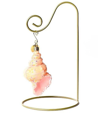 Happy Everything! Conch Shell Glass Shaped Ornament With Gold Stand