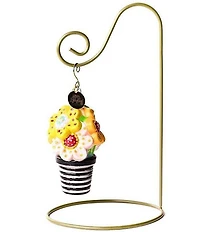 Happy Everything! Flowers Glass Shaped Ornament With Gold Stand