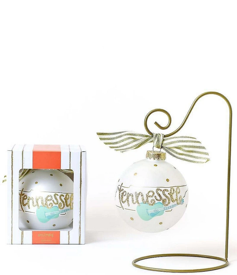 Happy Everything! Happy Everywhere Collection Tennessee Motif Ornament With Gold Swirl Stand