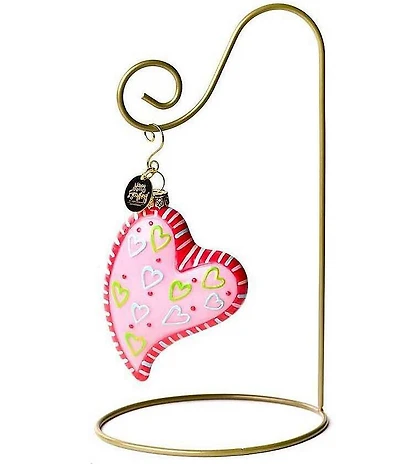 Happy Everything! Heart Glass Shaped Ornament With Gold Stand