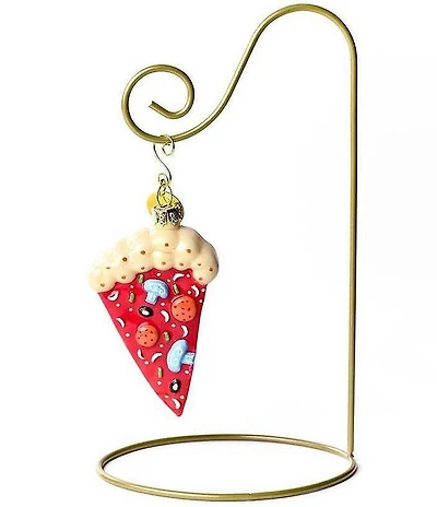 Happy Everything! Pizza Slice Glass Shaped Ornament With Gold Stand