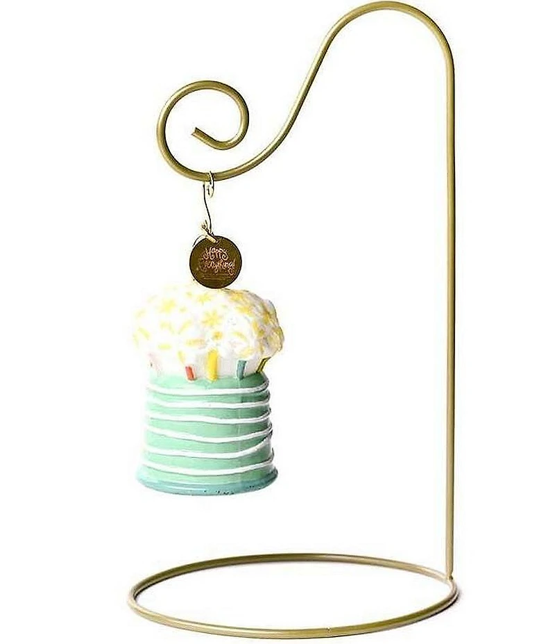 Happy Everything! Sparkle Cake Glass Shaped Ornament With Gold Stand