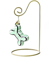 Happy Everything! Striped Bone Glass Shaped Ornament With Gold Stand