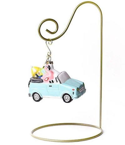 Happy Everything! Summer Car Glass Shaped Ornament With Gold Stand