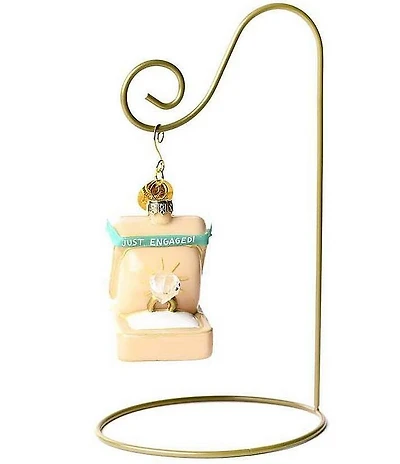 Happy Everything! The Ring Box Glass Shaped Ornament With Gold Stand