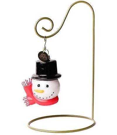 Happy Everything! Top Hat Frosty Glass Shaped Ornament With Gold Stand