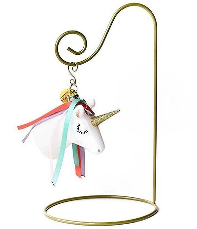 Happy Everything! Unicorn Glass Shaped Ornament With Gold Stand