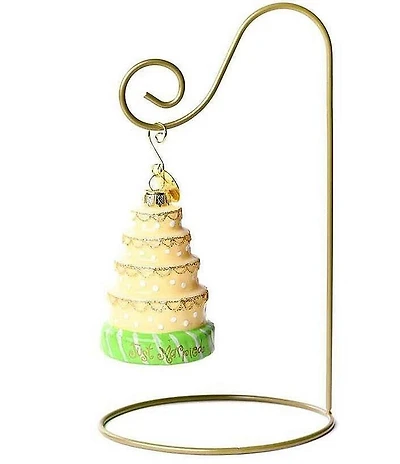 Happy Everything! Wedding Cake Glass Shaped Ornament With Gold Stand
