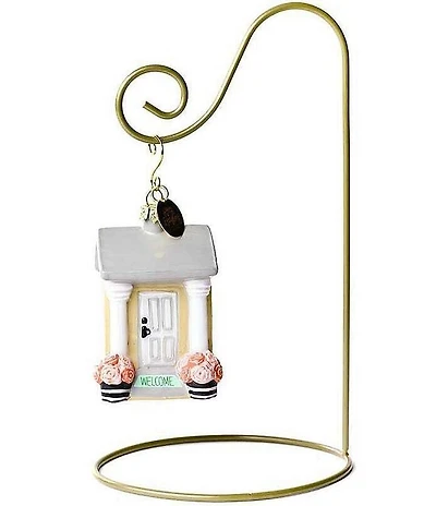 Happy Everything! Welcome House Glass Shaped Ornament With Gold Stand