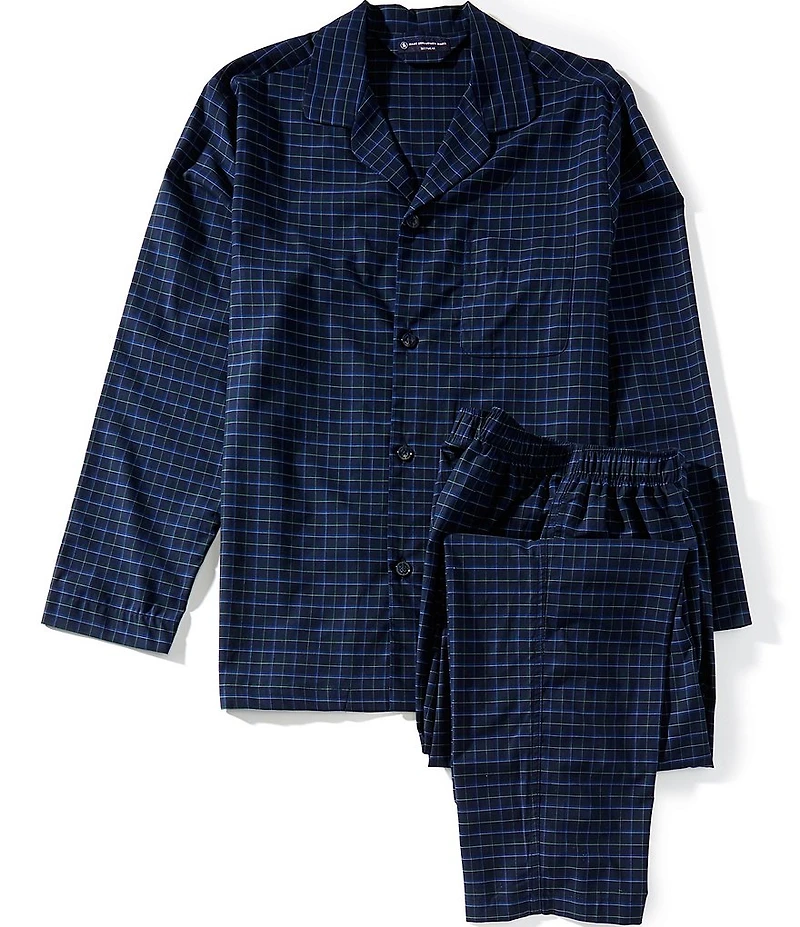 Hart Schaffner Marx Plaid Long Sleeve Woven Pajama Shirt & Matching Plaid Woven Sleep Pants Set