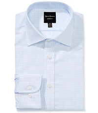 Hickey Freeman Modern Fit Spread Collar Check Pattern Cotton Dress Shirt