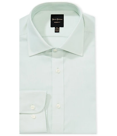 Hickey Freeman Modern Fit Spread Collar Pistachio Solid Dress Shirt