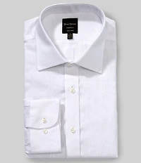 Hickey Freeman Modern Fit Spread Collar Solid Linen Dress Shirt
