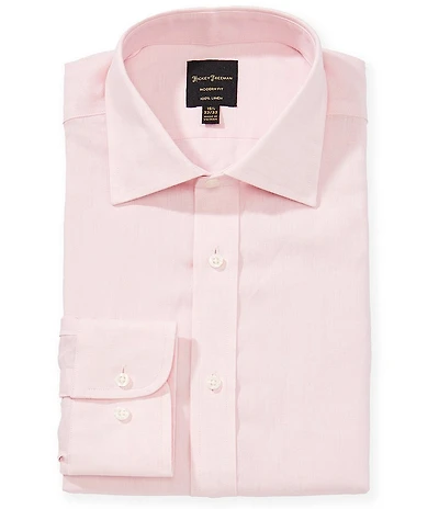 Hickey Freeman Modern Fit Spread Collar Solid Linen Dress Shirt
