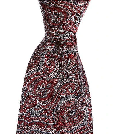 Hickey Freeman Paisley Print 3 1/4#double; Woven Silk Tie
