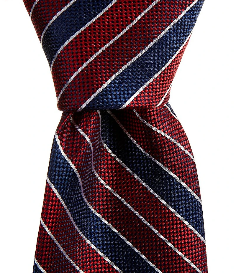 Hickey Freeman Striped 3 1/4#double; Woven Silk Tie