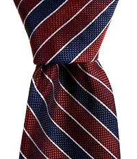 Hickey Freeman Striped 3 1/4#double; Woven Silk Tie