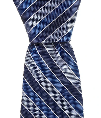 Hickey Freeman Striped 3 1/4#double; Traditional Woven Silk Tie