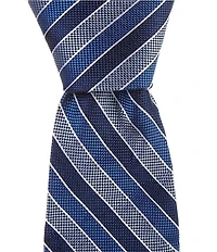 Hickey Freeman Striped 3 1/4#double; Traditional Woven Silk Tie