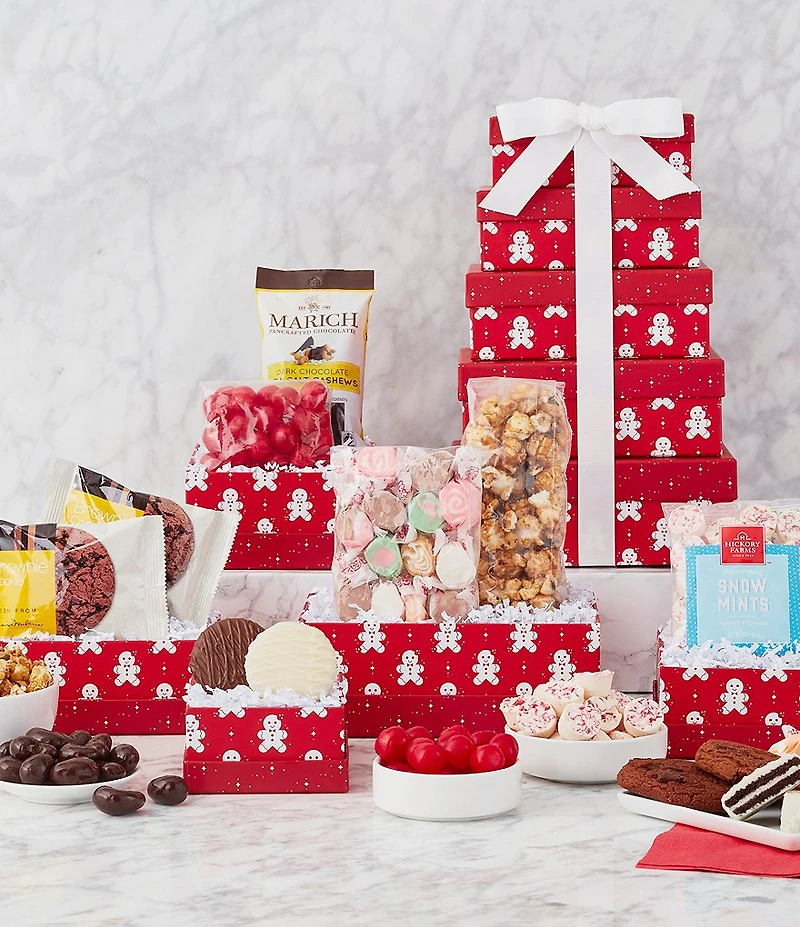 Hickory Farms Jolly Gingerbread Treat Tower
