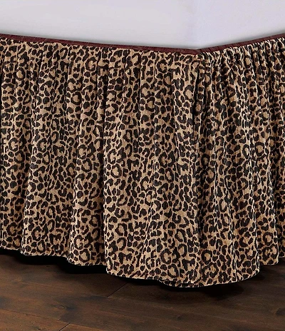 HiEnd Accents Adrienne Gathered Textured Chenille Leopard Print Bed Skirt
