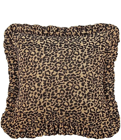 HiEnd Accents Adrienne Leopard Ruffled Chenille Euro Sham