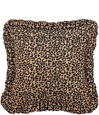 HiEnd Accents Adrienne Leopard Ruffled Chenille Euro Sham