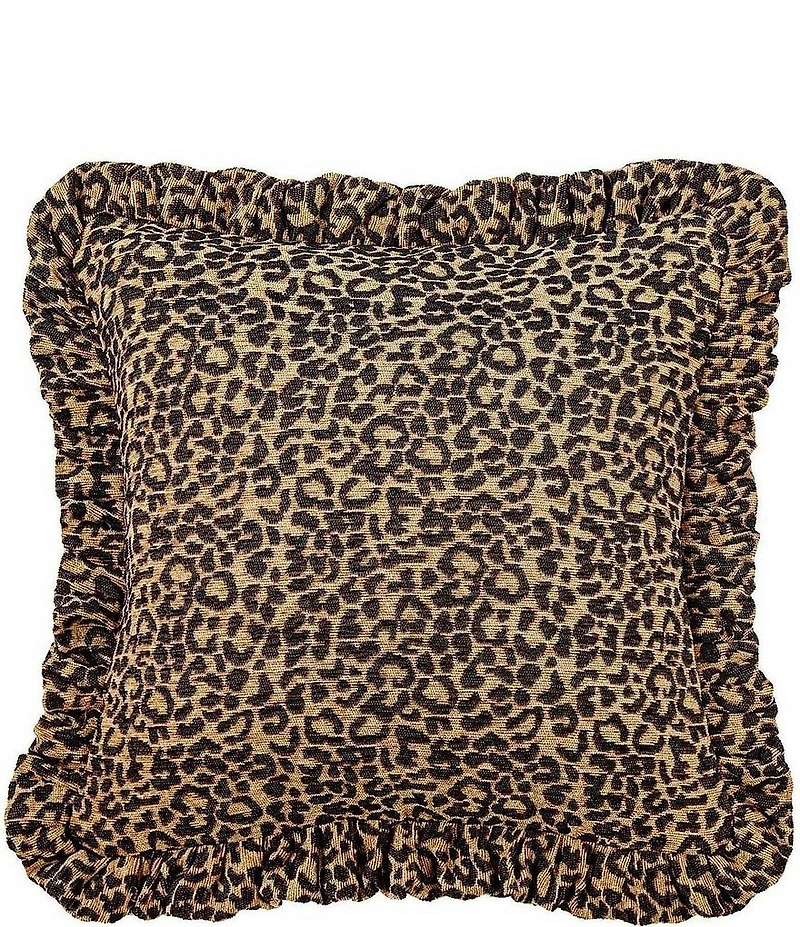 HiEnd Accents Adrienne Ruffled Leopard Chenille Square Pillow