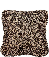 HiEnd Accents Adrienne Ruffled Leopard Chenille Square Pillow