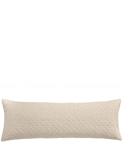 HiEnd Accents Farah Collection Diamond Quilted Pattern Linen Blend Long Lumbar Pillow