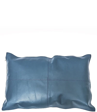 HiEnd Accents Genuine Leather Collection Blue Leather Decorative Pillow
