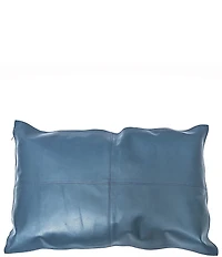 HiEnd Accents Genuine Leather Collection Blue Leather Decorative Pillow