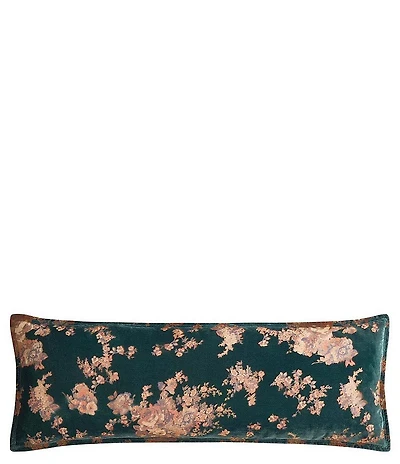 HiEnd Accents Josephine Floral Burnout Faux Silk Velvet Long Lumbar Pillow