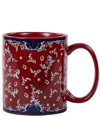HiEnd Accents Paseo Road Collection Patchwork Bandana Red Horseshoes Mug, Set of 4