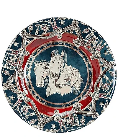 HiEnd Accents Paseo Road Collection Patchwork Bandana Western Melamine Dinner Plates, Set of 4