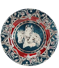 HiEnd Accents Paseo Road Collection Patchwork Bandana Western Melamine Dinner Plates, Set of 4