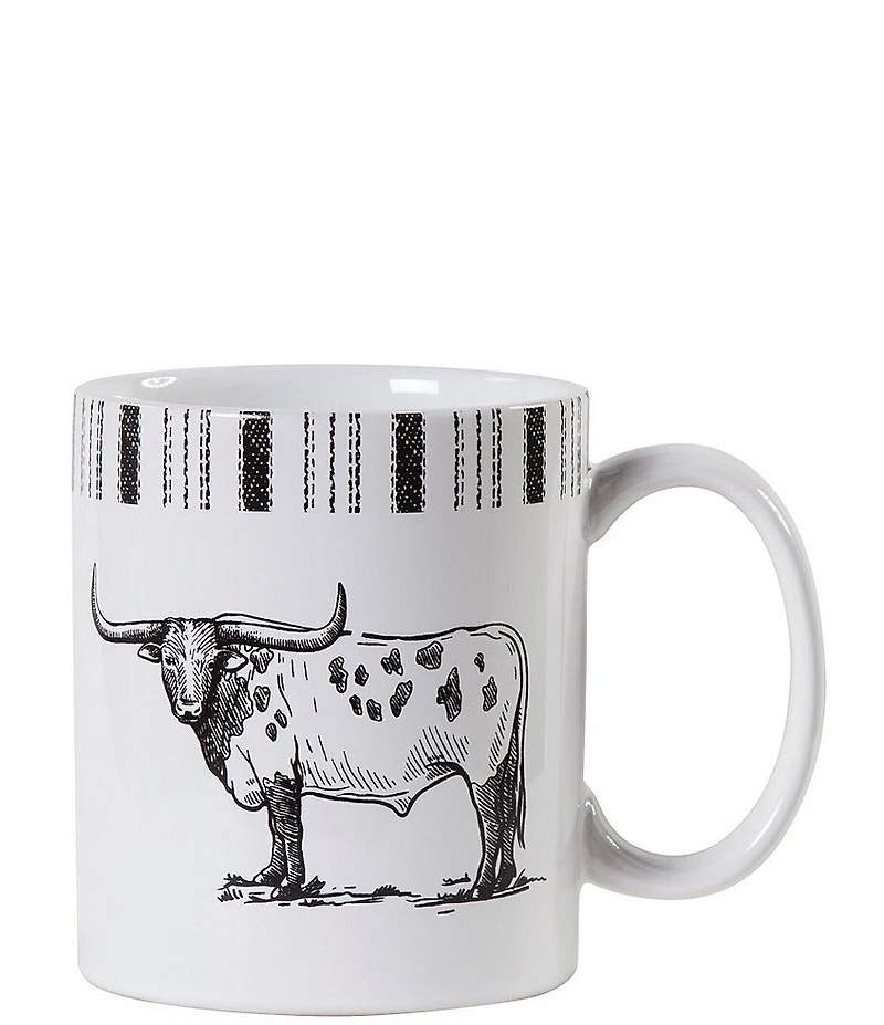 HiEnd Accents x Paseo Road Ranch Life Collection Ceramic Texas Longhorn Mugs, Set of 4