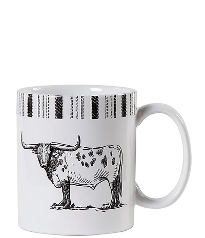 HiEnd Accents x Paseo Road Ranch Life Collection Ceramic Texas Longhorn Mugs, Set of 4