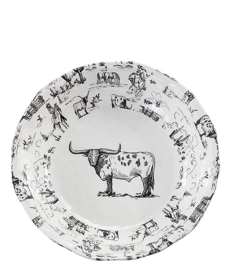 HiEnd Accents x Paseo Road Ranch Life Collection Melamine Longhorn Serving Bowl