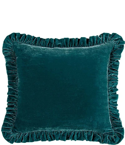 HiEnd Accents Stella Faux Silk Velvet Ruffled Euro Sham