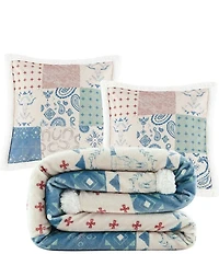 HiEnd Accents x Indigo Hill Western Patchwork Paisley Campfire Sherpa Accent Pillow & Throw Blanket Mini Set