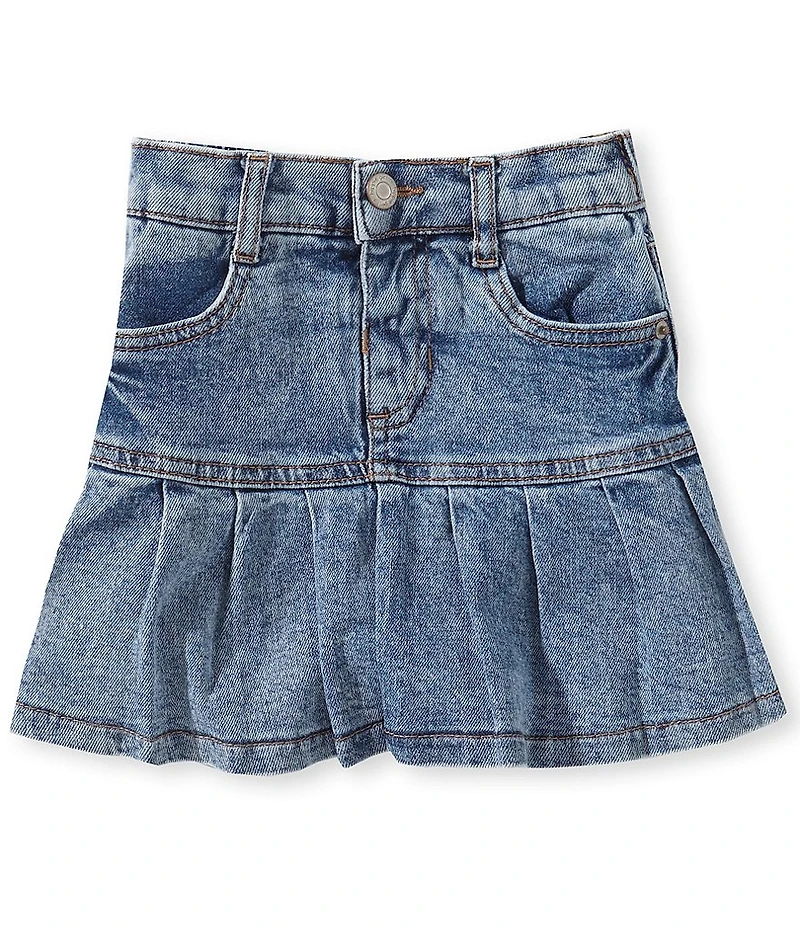 Hippie Girl Little Girls Drop Yoke Pleated Denim Skirt