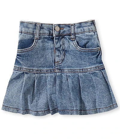 Hippie Girl Little Girls Drop Yoke Pleated Denim Skirt