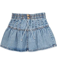 Hippie Girl Little Girls Pleated Yoke Pull On Denim Skirt