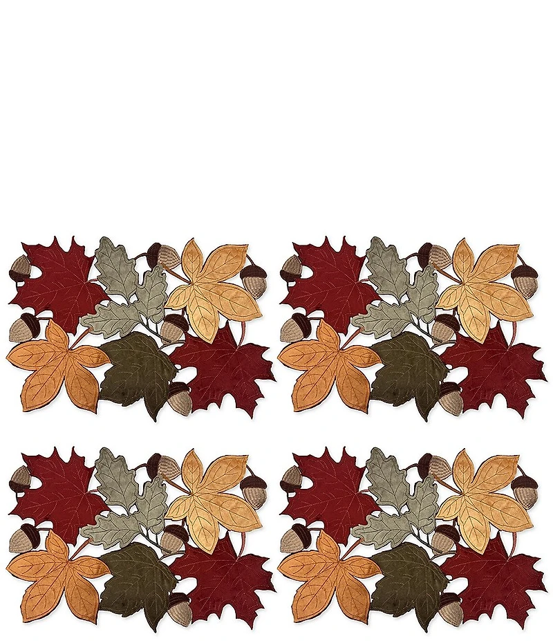 Homewear Harvest Velvet Leaves Placemats, Set of 4