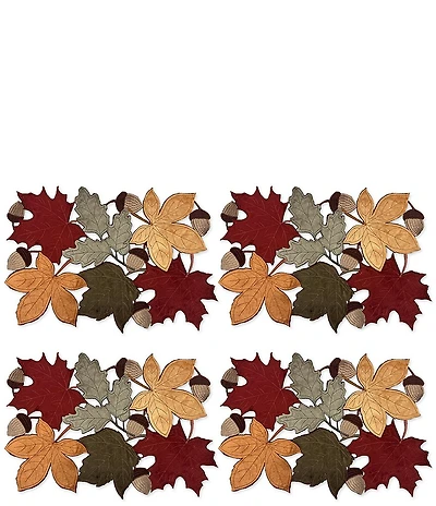 Homewear Harvest Velvet Leaves Placemats, Set of 4