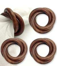Homewear Rainey 3-Ring Dark Wood Napkin Rings, Set of 4