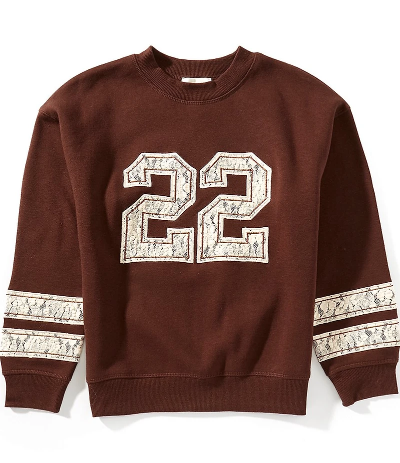 Honey & Sparkle Big Girls French Terry Lace Sleeve Pullover