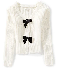 Honey & Sparkle Big Girls Long-Sleeve Bow-Accented Button-Front Cardigan