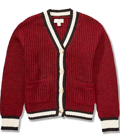 Honey & Sparkle Big Girls Long-Sleeve Striped-Trim Cardigan